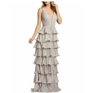 NWT Mac Duggal Ieena 26304 Pink Sparkle Ruffle Tiered Zip Off Skirt 2 Way sz 8